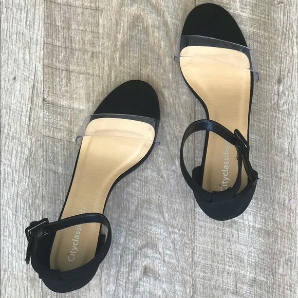 Retro Amuse Black & Clear Strap Block Heel Sandal - Picture 6 of 8